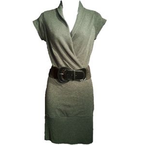 Women Gray Knit Belted Mini Dress Size S